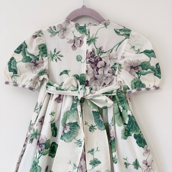 Vintage Floral Dress in Cream with Purple & Green Floral Pattern, Size 4 - Picture 4 of 15